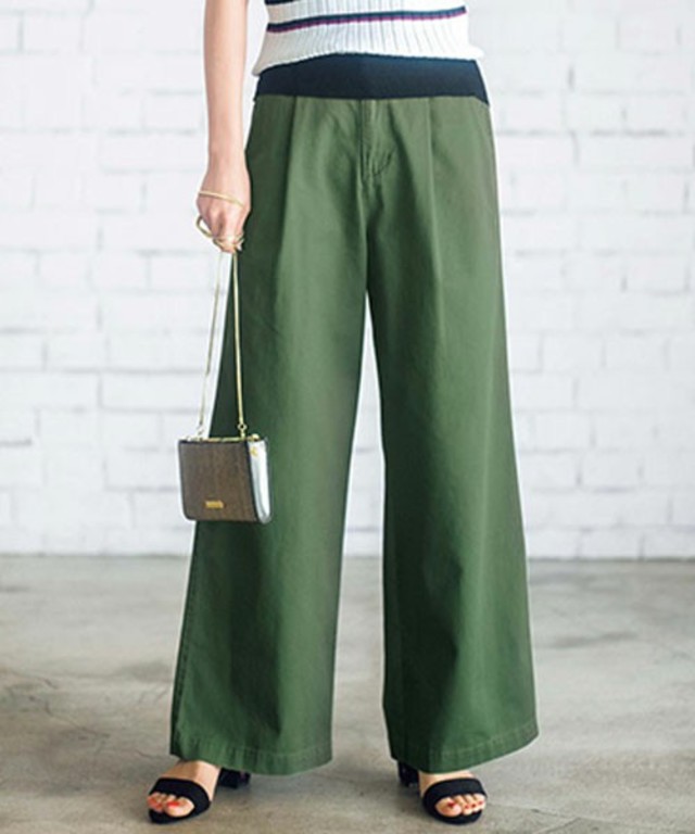 ゴムベルト付チノワイドパンツ