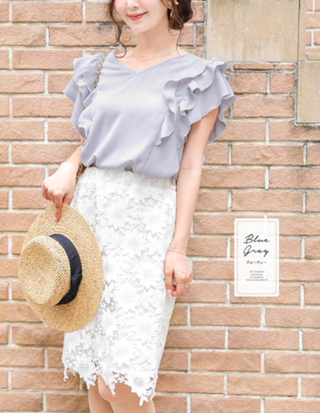 メローフリル Vネック ブラウス