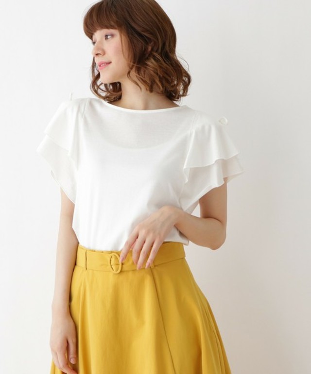 袖フリルカットソー