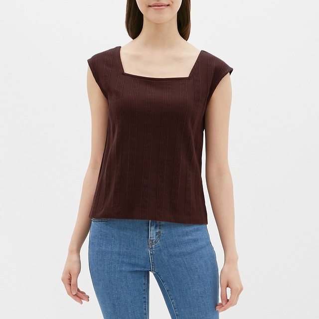 スクエアネックフレンチスリーブT