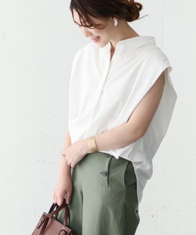 フレンチスリーブシャツブラウス