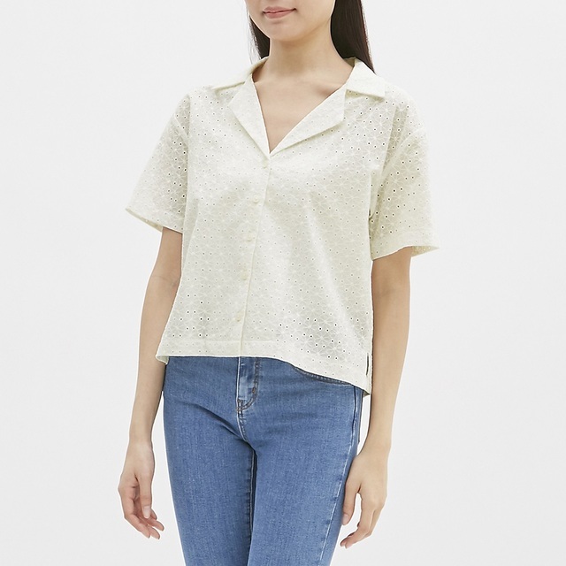 レースオープンカラーシャツ