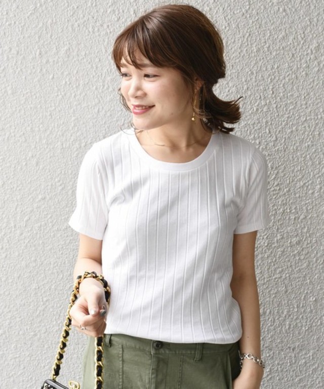 リブクルーネックTee