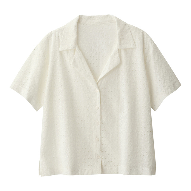 レースオープンカラーシャツ