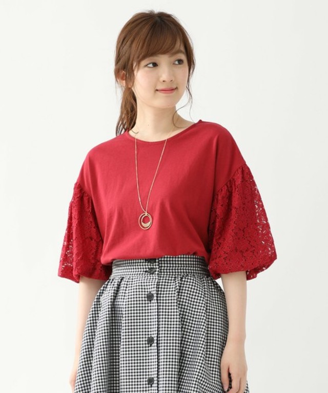袖レースプルオーバー