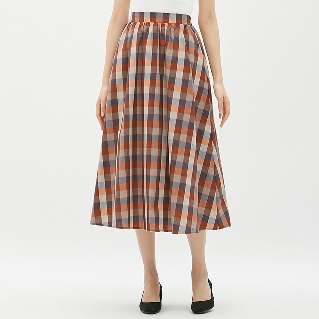 チェックフレアロングスカート