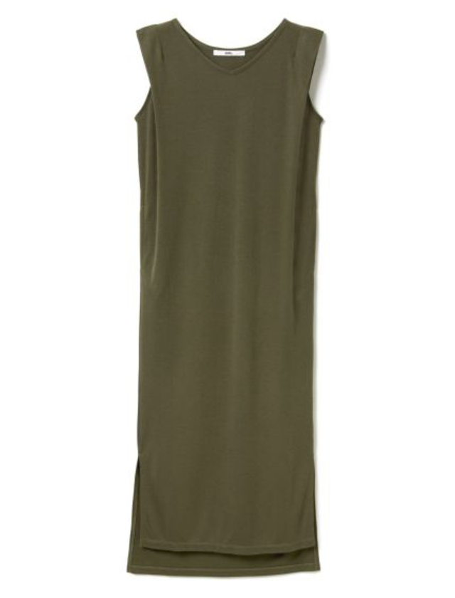 Vネックサイドスリットワンピース