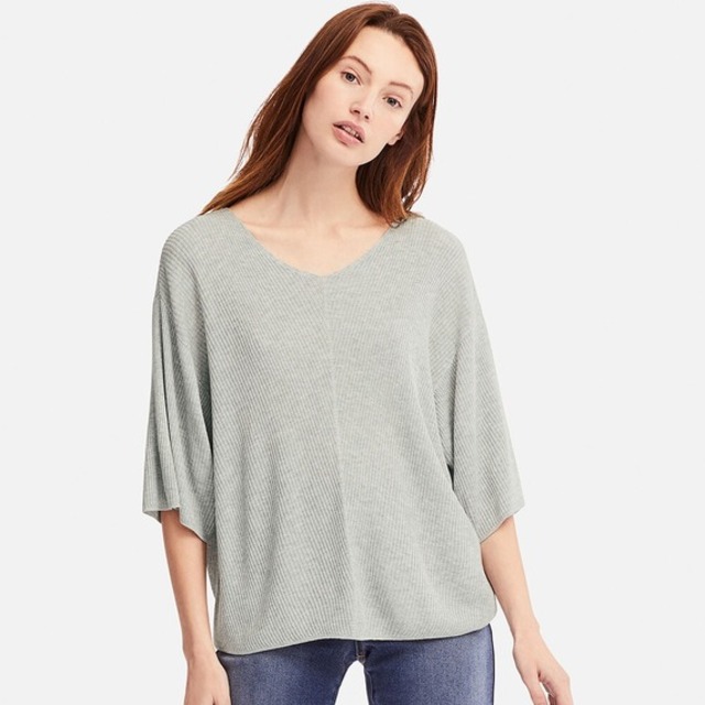 リブドルマンVネックセーター（7分袖）