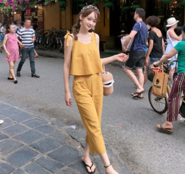 【トップ+パンツセット】リネンツーピース