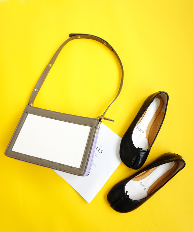 キャンバスPUレザー2wayスクエアバッグ