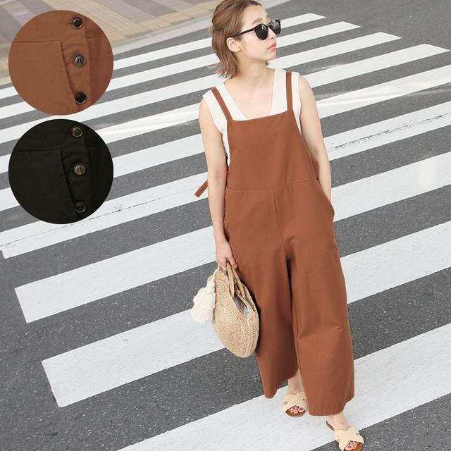 くすみカラーコットンサロペット