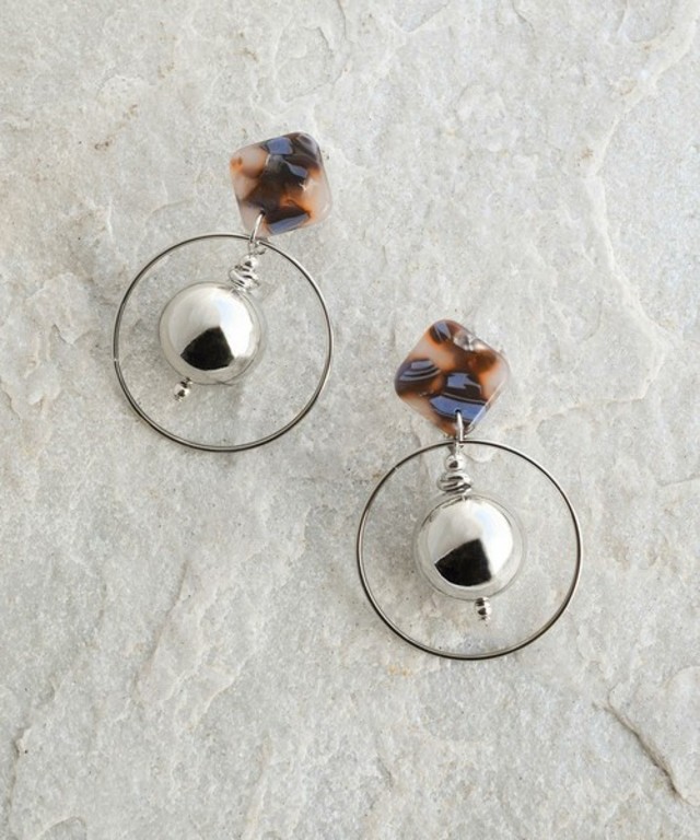 スクエアマーブル サークル ピアス