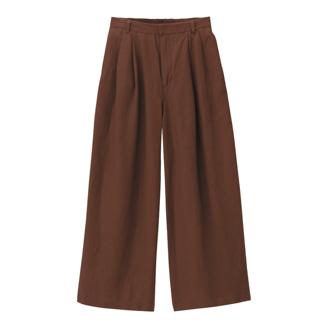 リネンブレンドワイドパンツ