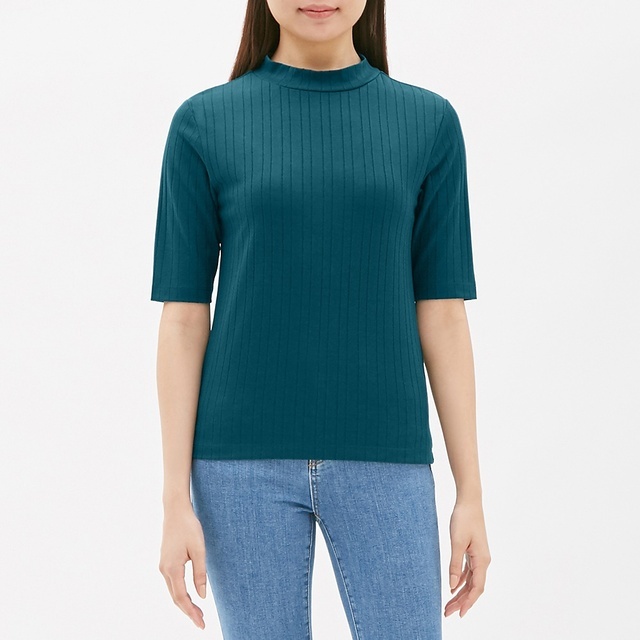 リブハイネックT