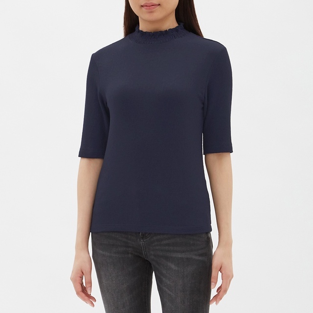 ジャカードフリルネックT