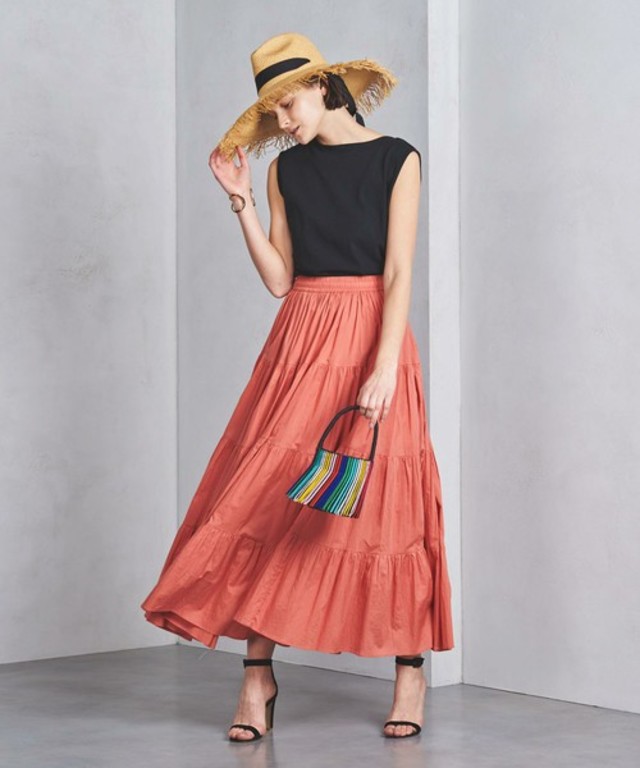 UWSC コットン ティアード マキシスカート