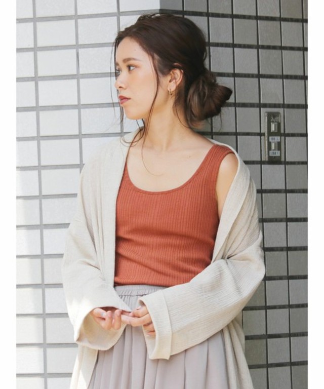 シルク混リブタンクトップ