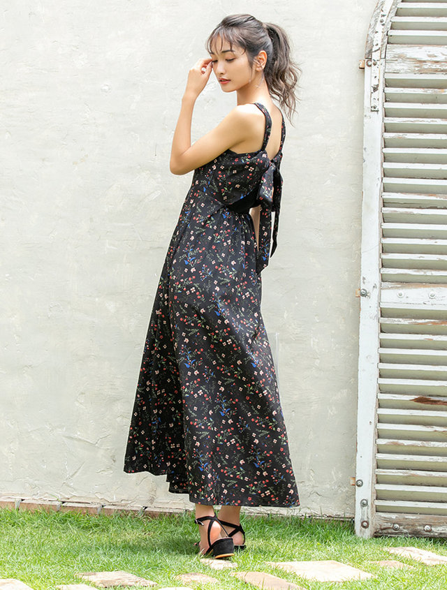 【星玲奈プロデュース】バックシャンフラワーマキシワンピース