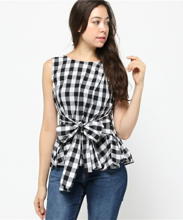 ノースリーブコットンペプラムブラウス