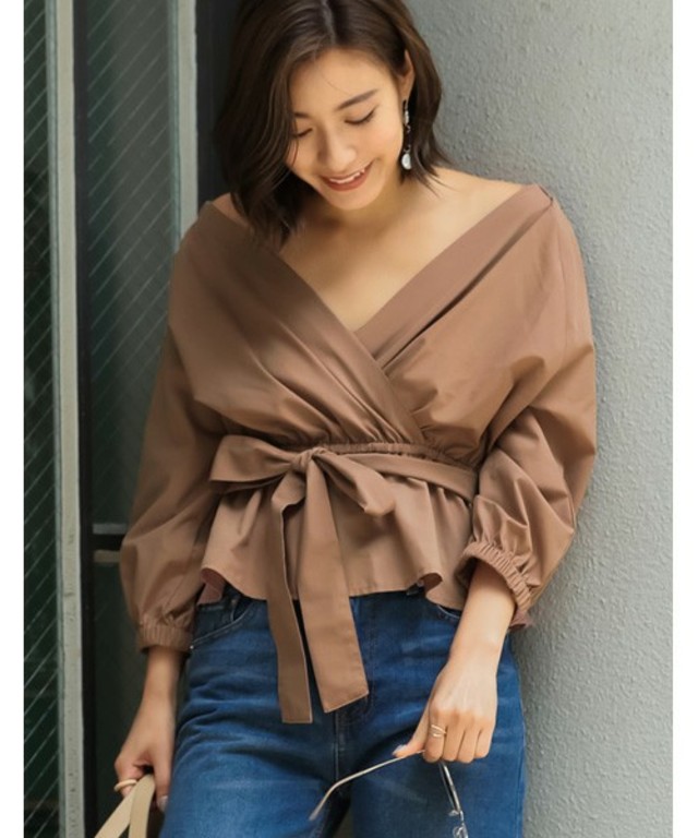 カシュクールウエストリボンサマーブラウス