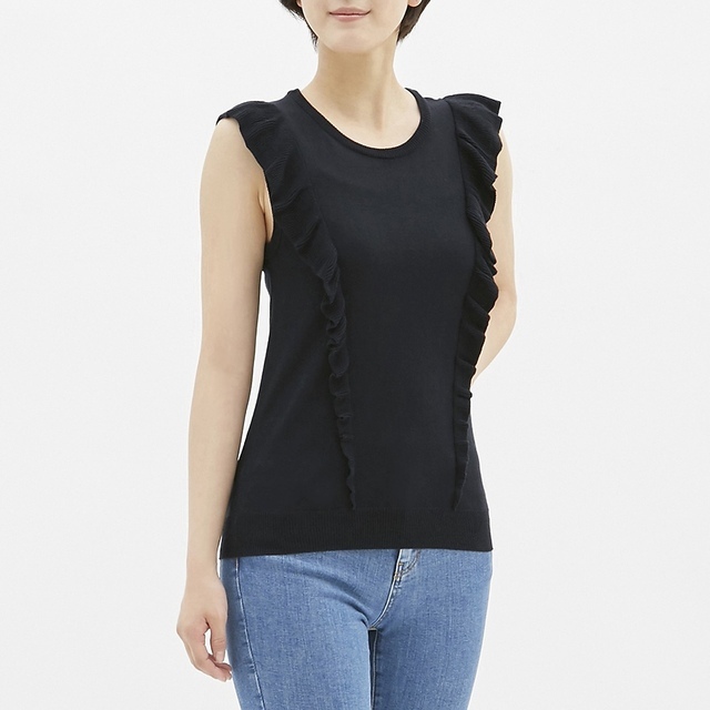 フリルクルーネックセーター