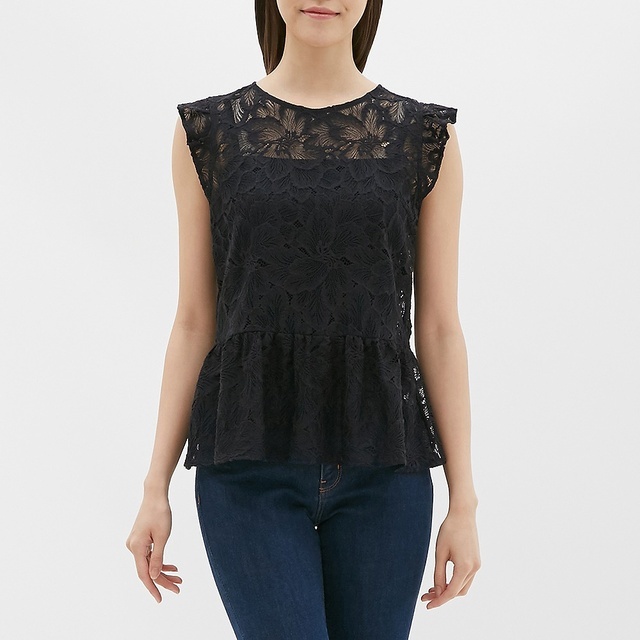 レースペプラムブラウス(ノースリーブ)LR