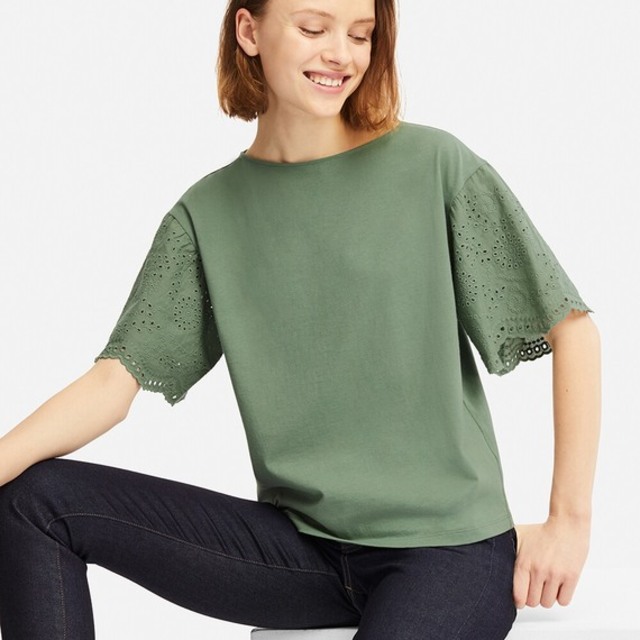 レーススリーブT（5分袖）