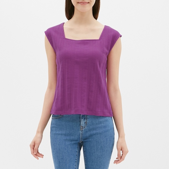 スクエアネックフレンチスリーブT