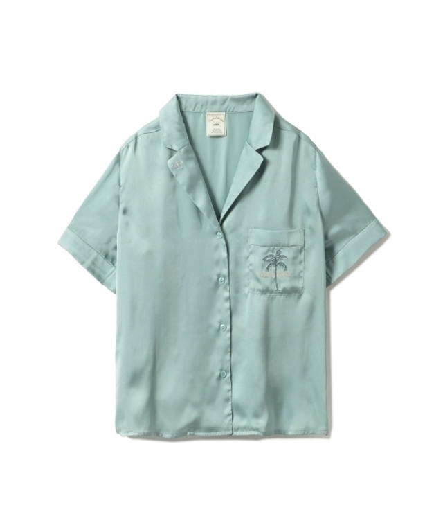 モチーフサテンシャツ(グリーン)