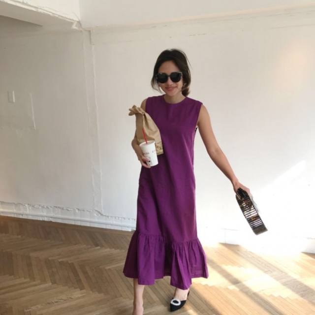 ペプラムリネンドレス