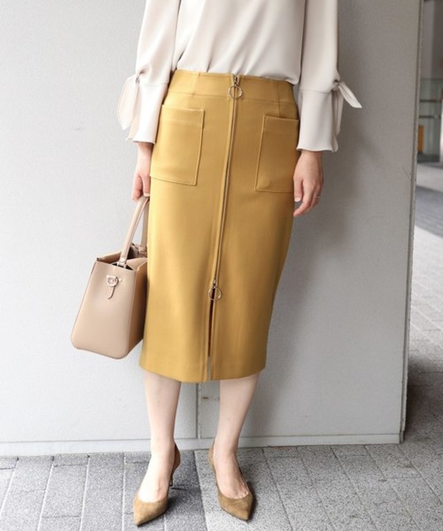 T/Wダブルクロス フープジップタイトスカート