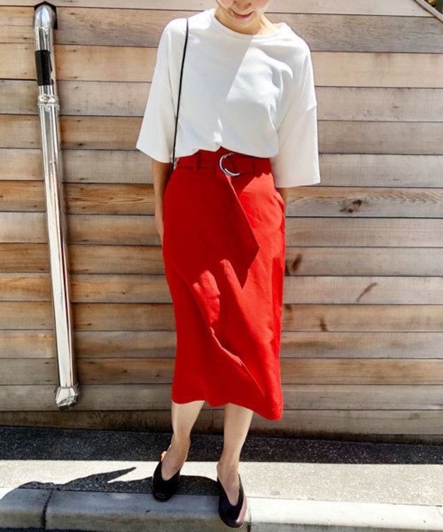 ベルト付フロントスリットスカート