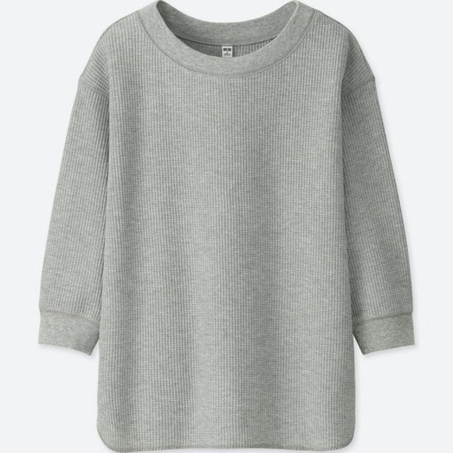 ワッフルクルーネックT（7分袖）