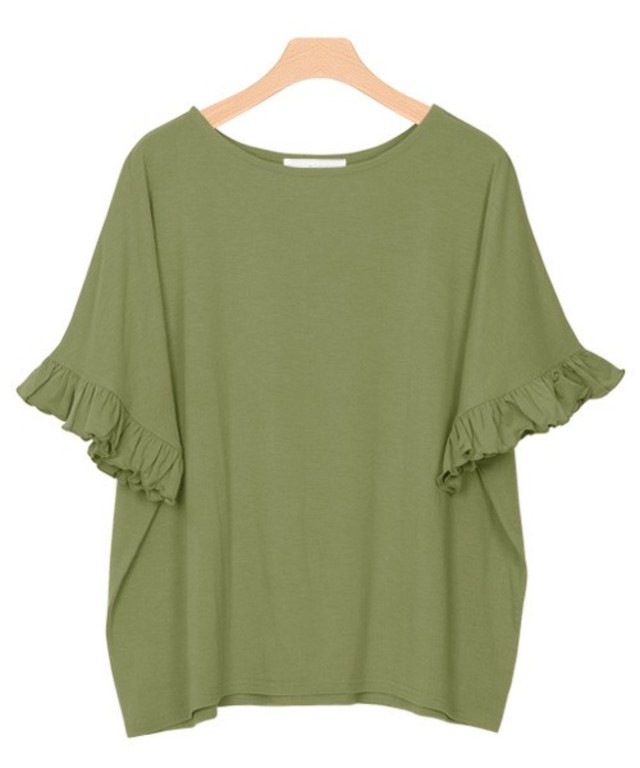 とろみ素材フリルTシャツ