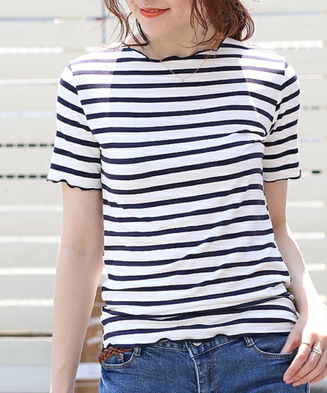 フリルボーダーカットソー