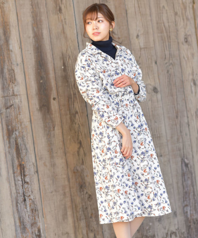 オープンカラーシャツワンピース