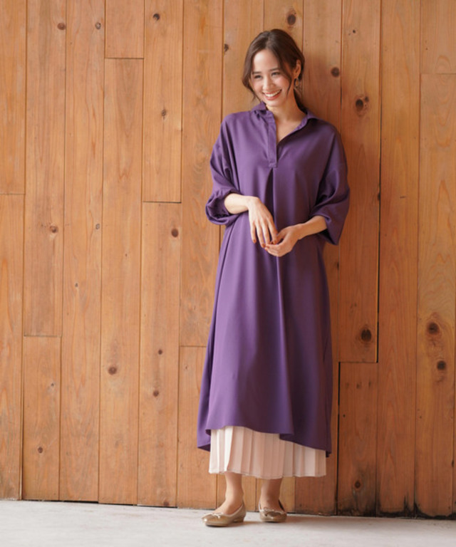 フレアースキッパーシャツワンピース