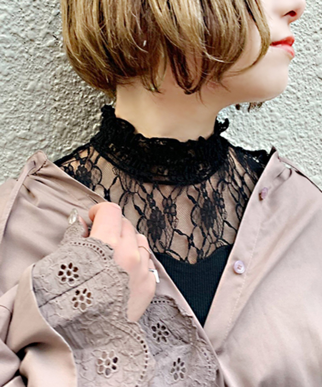 レースハイネックシャーリングタンク【ZOZOTOWN限定アイテム】