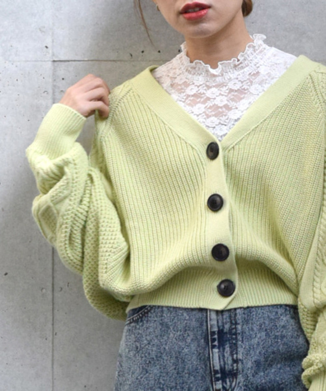 レース切替シャーリングノースリーブプルオーバー