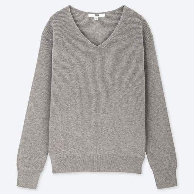コットンカシミヤVネックセーター
