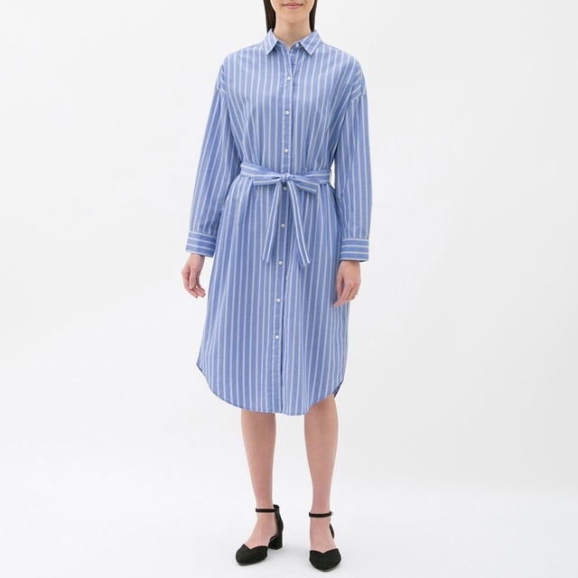 ストライプシャツワンピース(長袖)