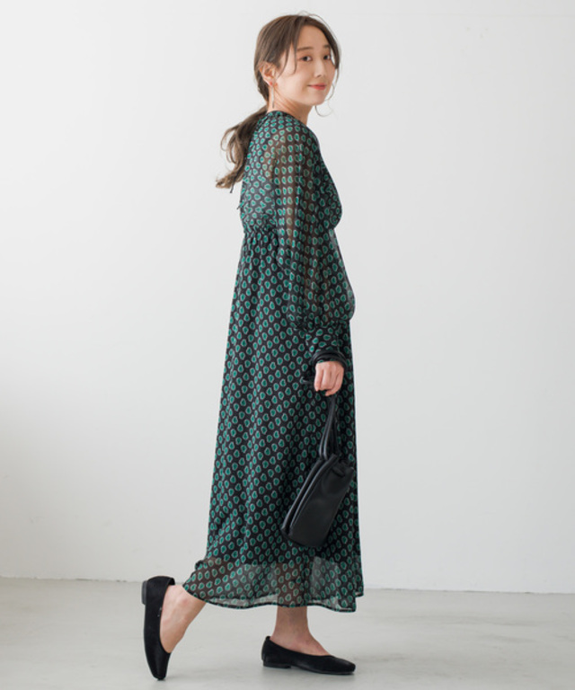 ギャザー2WAYロングワンピース