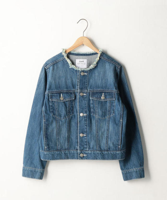 コットンデニムノーカラーGジャン