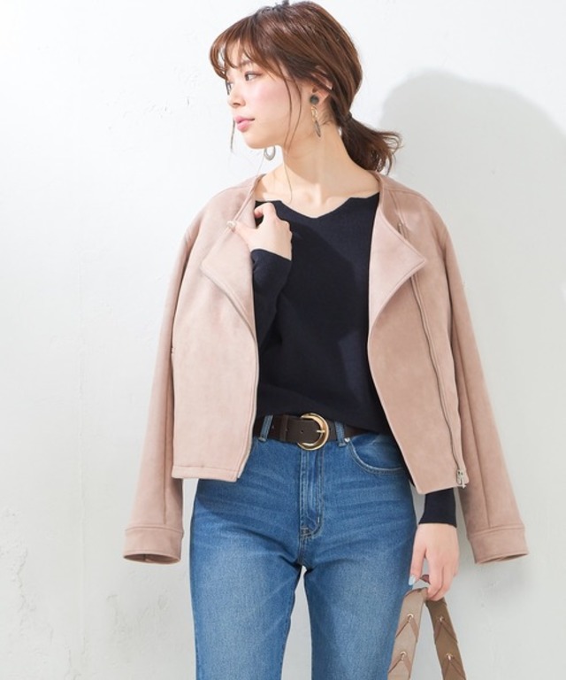 ノーカラーライダースジャケット