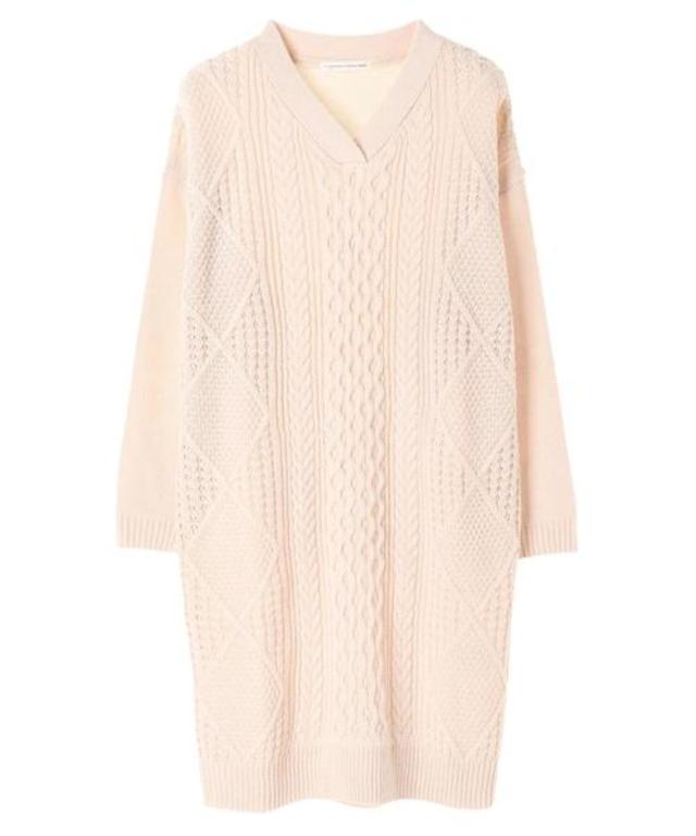 ケーブルVネックワンピース