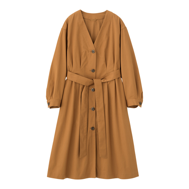 フロントボタンノーカラーコート