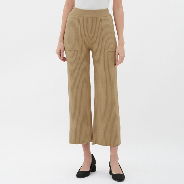 ワイドリブニットパンツ