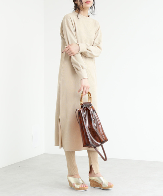 【ZOZOTOWN限定】ボリュームスリーブワッフルマキシワンピ