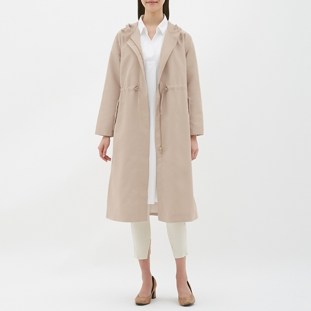 ドローストリングフーデッドコート