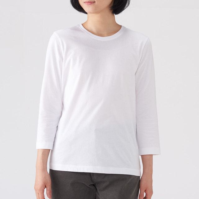 オーガニックコットン七分袖Ｔシャツ（白）